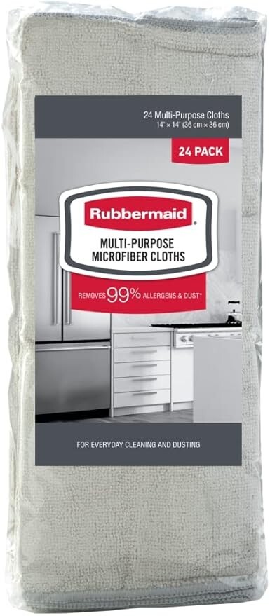 Rubbermaid Microfiber Cloth Towels, 24 Pack, 14″x14″, Non-Scratch, Reusable/Wash