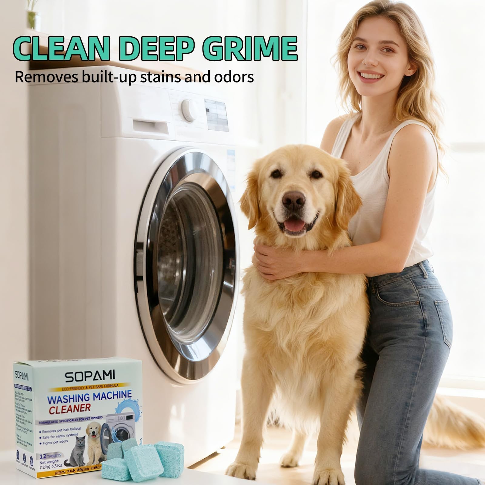 SOPAMI Washing Machine Cleaner Tablets 12 Pack, Deep 1 Count (Pack of 1)