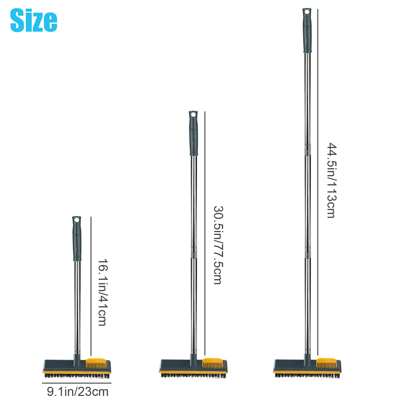 Floor Scrub Brush 2 in 1 Cleaning Scraper & Push Broom Stiff Bristle Long Handle