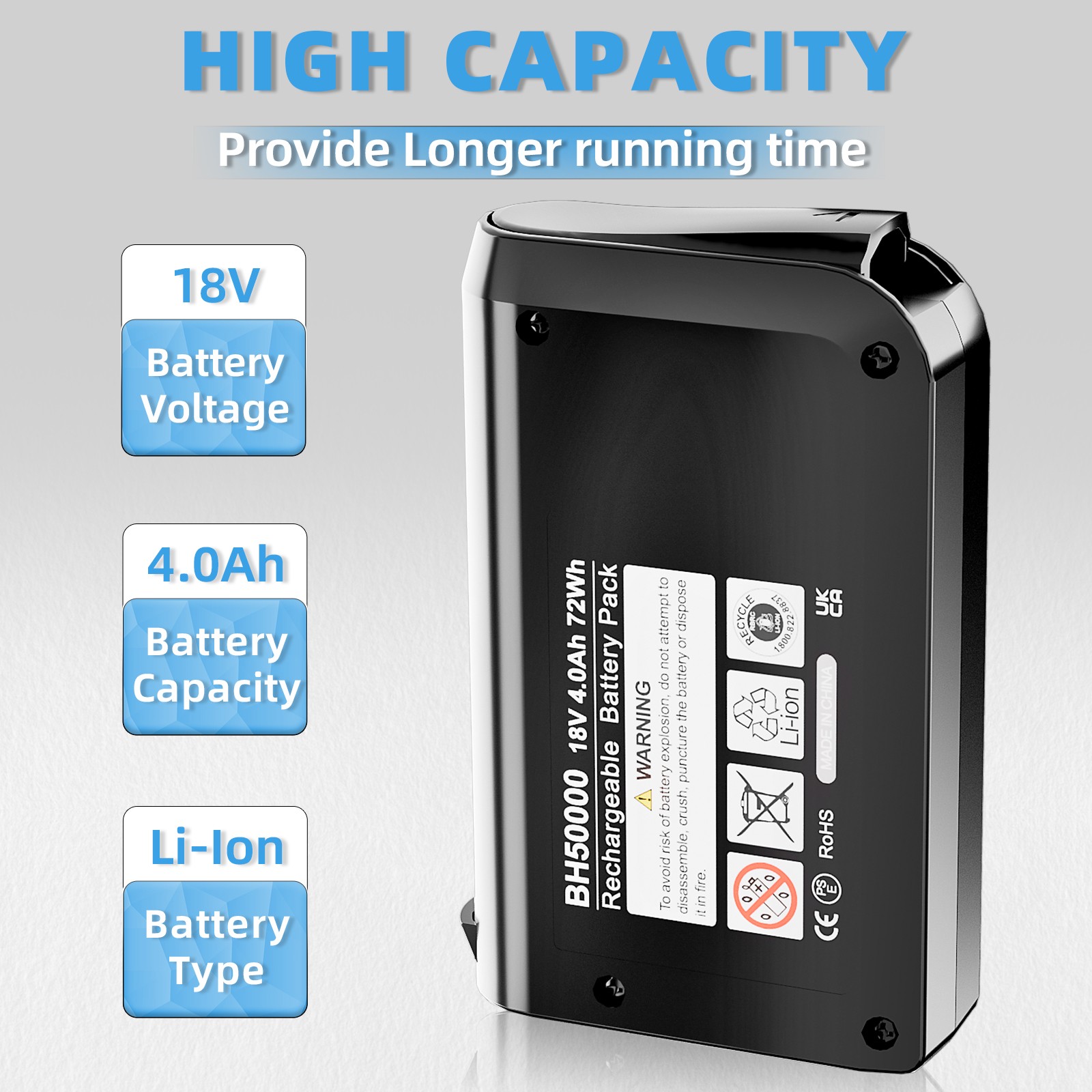 18V 4.0Ah Li-ion Battery for Hoover LINX BH50000 BH50005 CH20110 Vacuum Cleaners