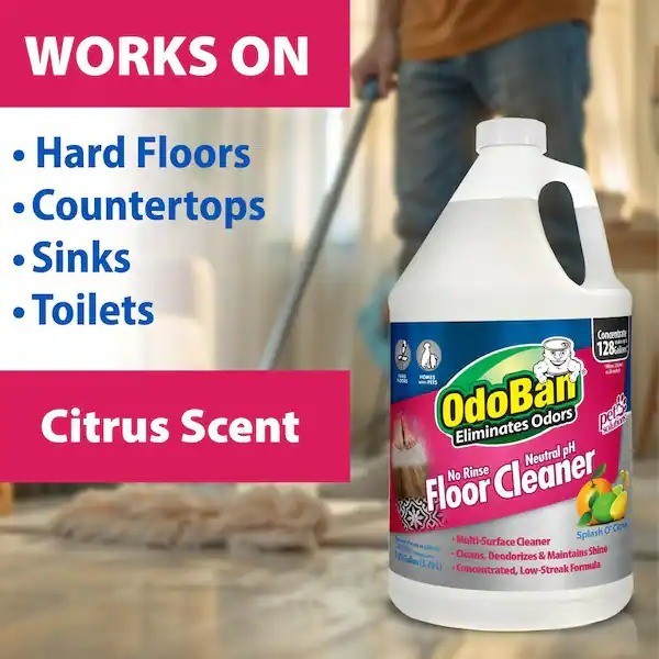 OdoBan 1 Gal. No Rinse Neutral pH Floor Cleaner, Concentrated Floor Cleaner