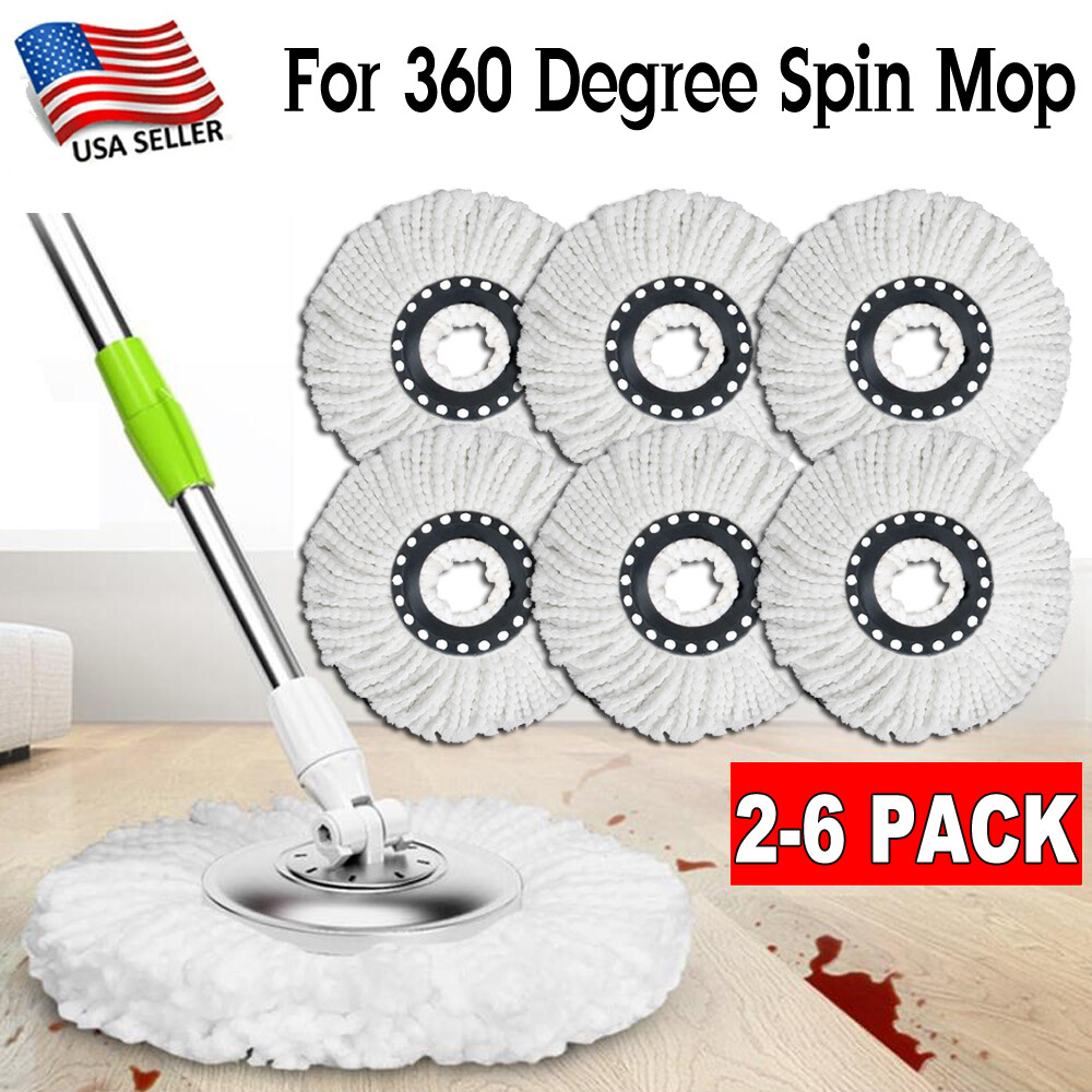 2-6 Pack Replacement Microfiber Mop Head Refill For Spin Mop 360° Easy Cleaning
