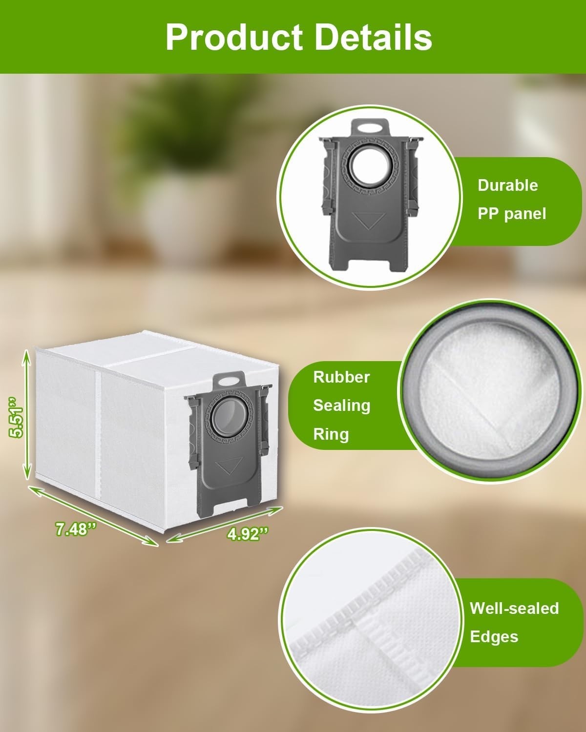 18 Pack Dust Bags for Roborock QV 35A/Qrevo S series Vacuum Cleaner 3.2L Capa…