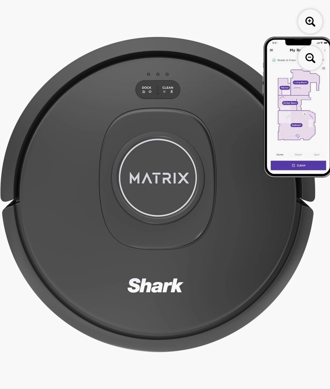 Shark Matrix RV2310 Robot Vacuum LiDAR Mapping App Control Dock Side Brush