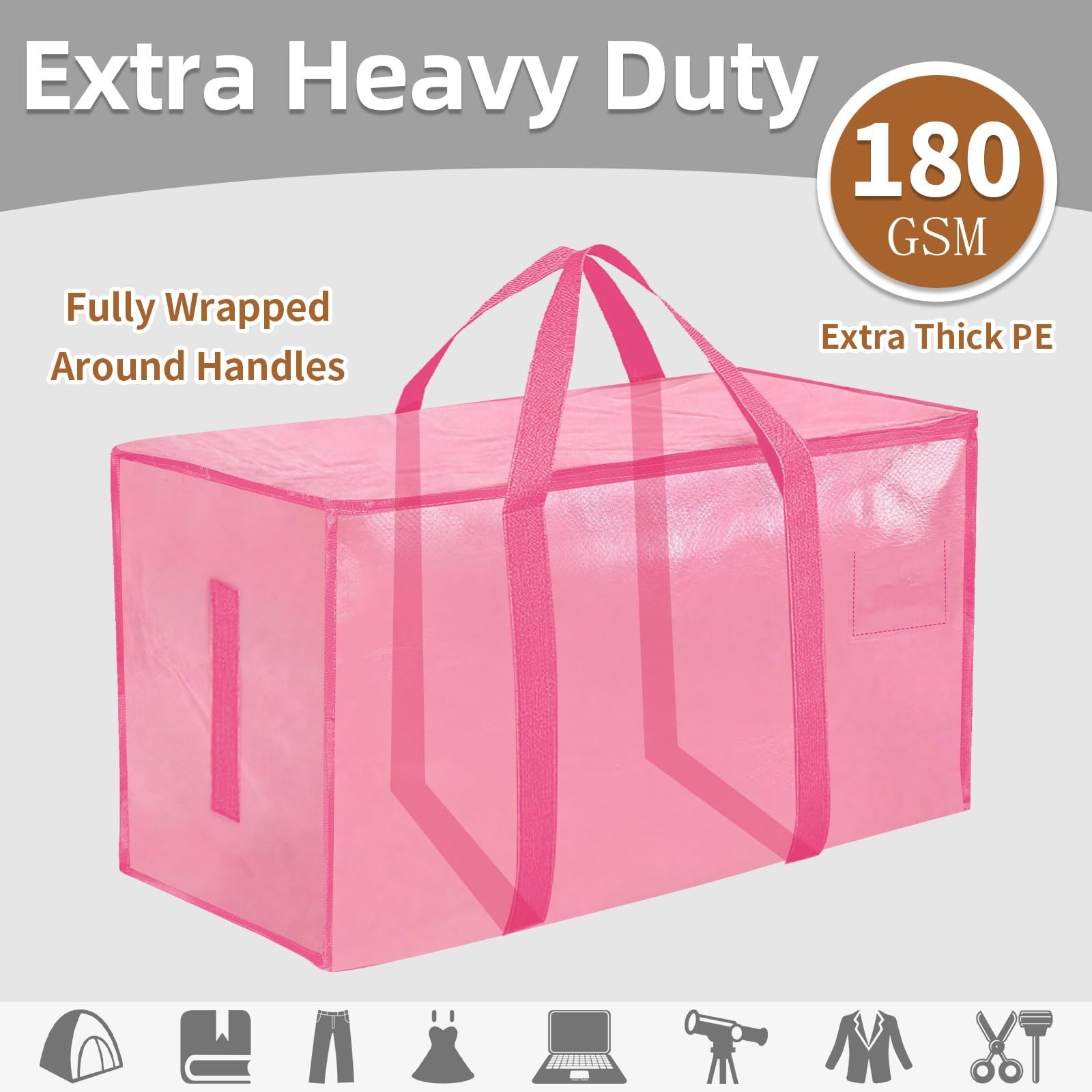 Extra Large Heavy Duty Moving Bags – 8 Pack Waterproof Storage Totes with Zipper