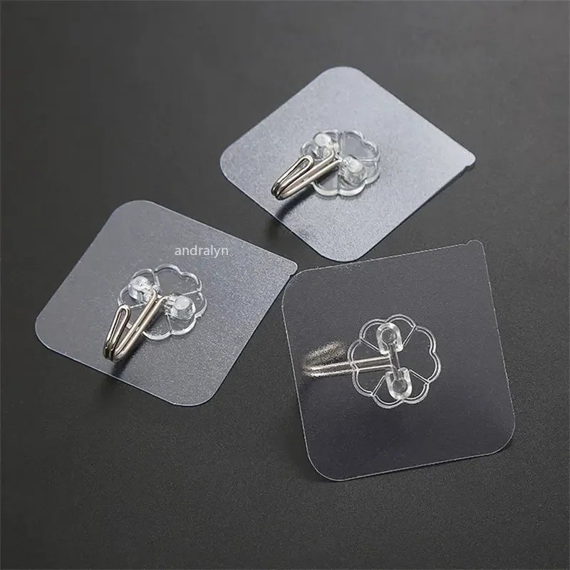 20-40pcs Adhesive Sticky Hooks Heavy Duty Clear Wall Seamless Hooks Hangers US