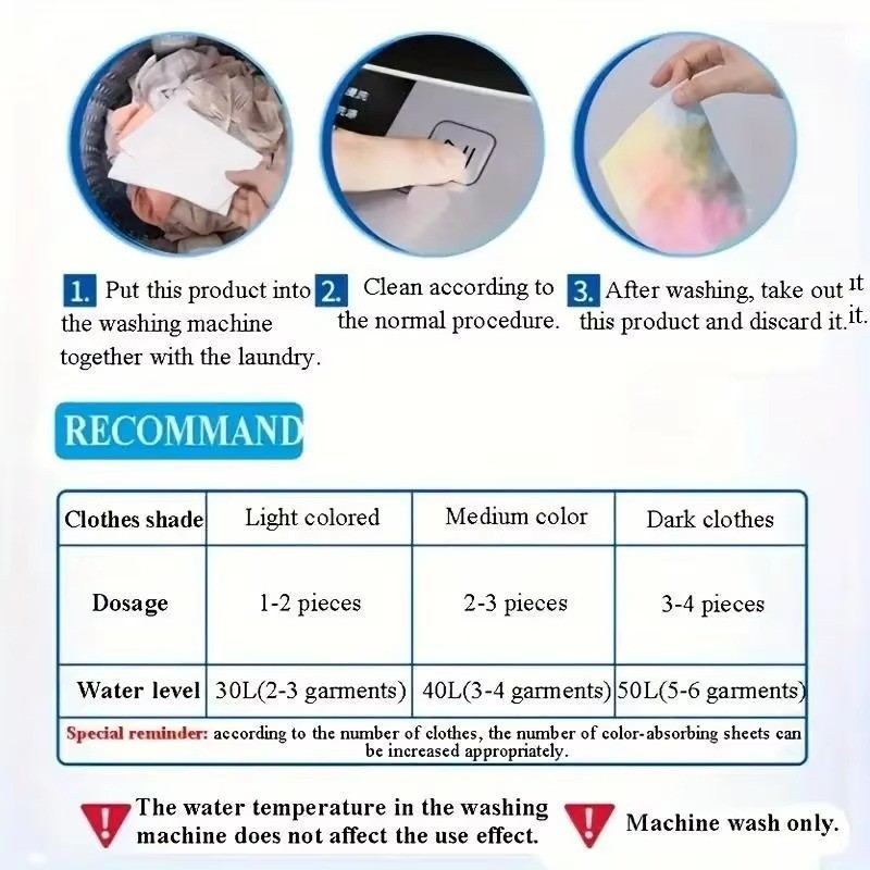50 Color Dye-Resistant Cloth for Laundry, No Chemical Composition Mixed Laundry