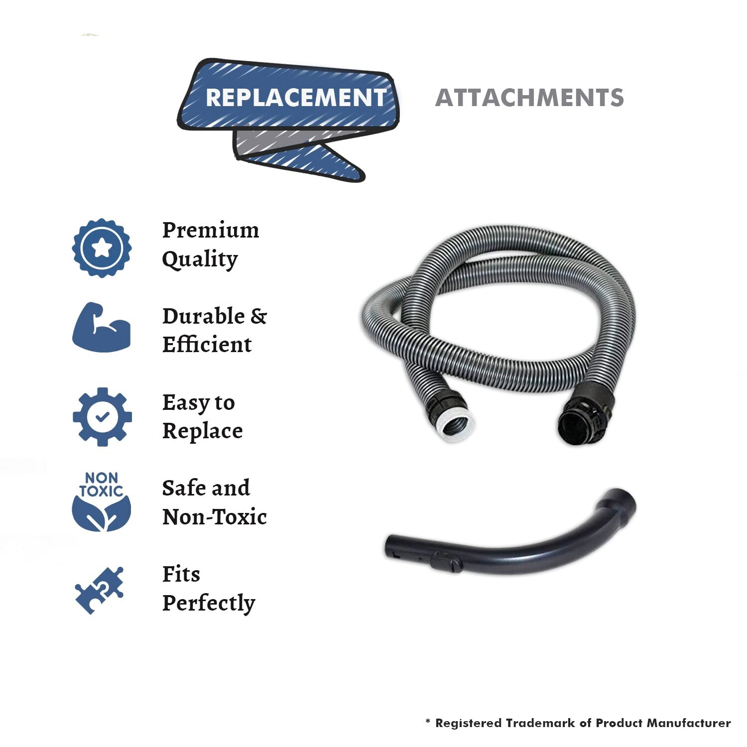 Fits For Miele C2, C3, S8 Canister Vacuum 1 Hose End + 1 Hose Core