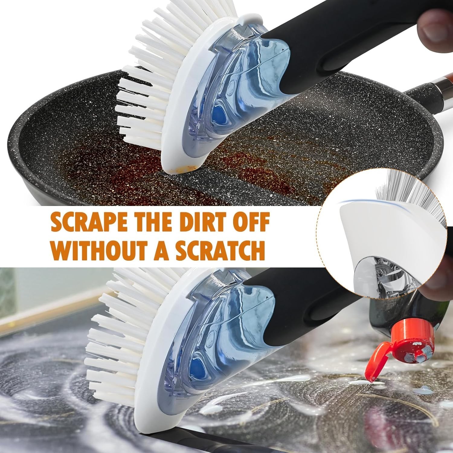 Soap Dispensing Replacement Dish Brush Storage Set with 2 PCS Brush Refills &…