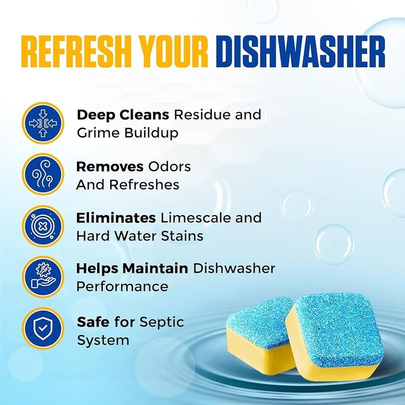 Heavy Duty Dishwasher Cleaner Tablets 12 Month Supply Lemon Fresh Deep Cleaning