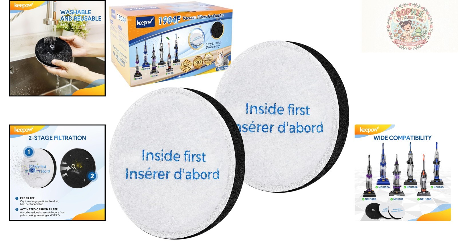 Washable HEPA Filter Set for Eureka Powerspeed | E10s, E20 Plus Compatibility