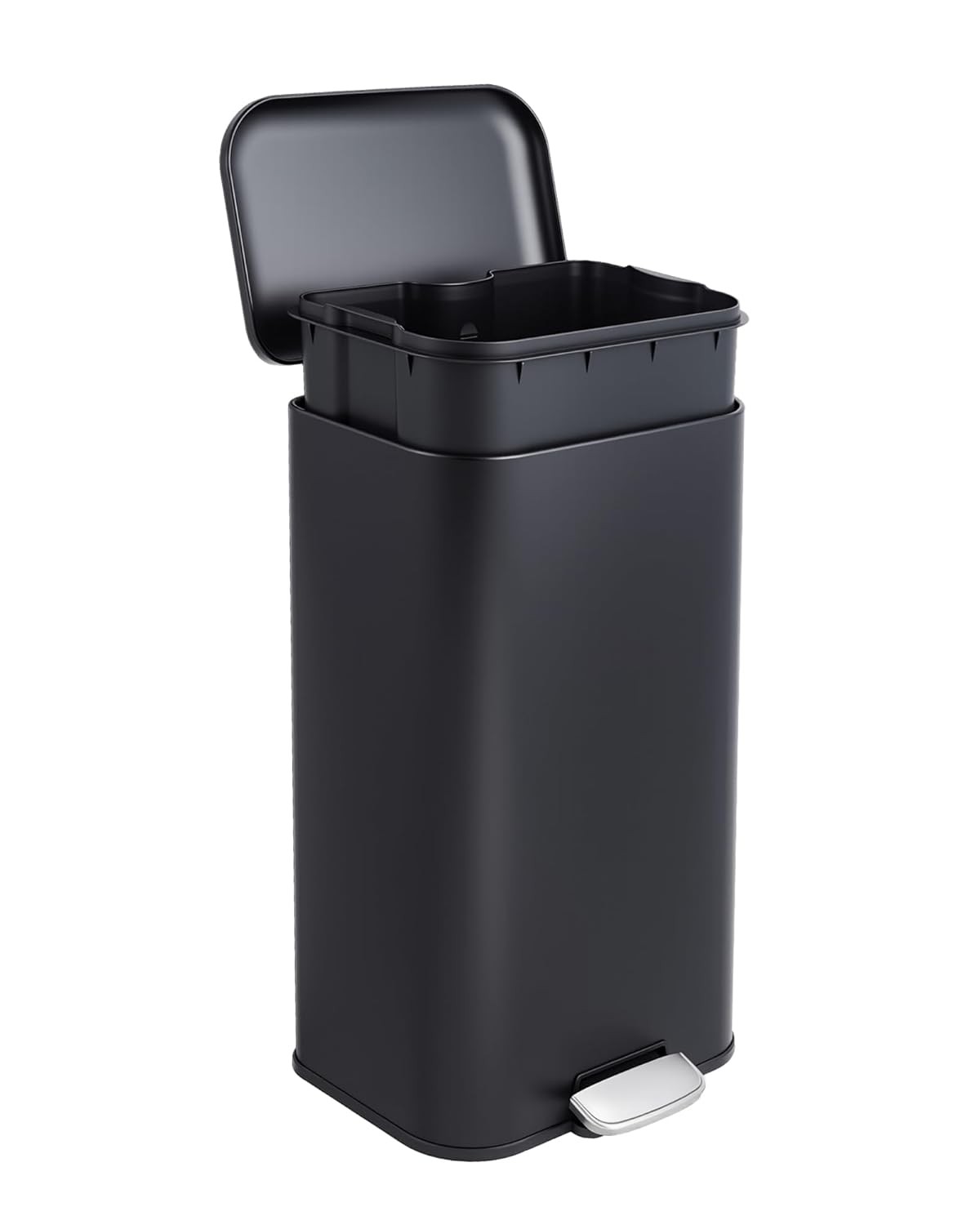 Modern Stainless Steel Trash Bin with Step-On Pedal & Removable Liner,1.2–13 Gal
