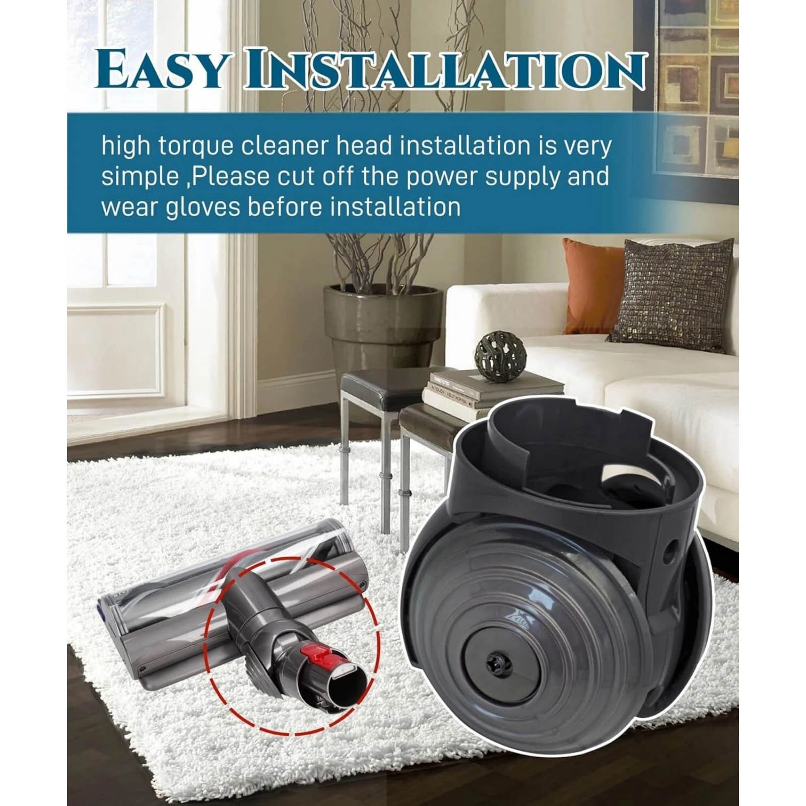 Complete High Torque Head Connector Set for Dyson V10 V11 V15 G5 with Wheels