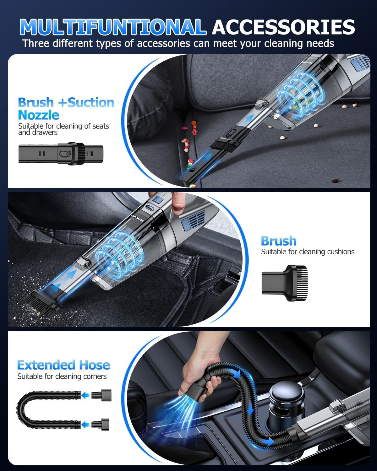 Handheld Vacuum Cordless, 16000PA Strong Suction Hand Held Vacuum Cordless Re…