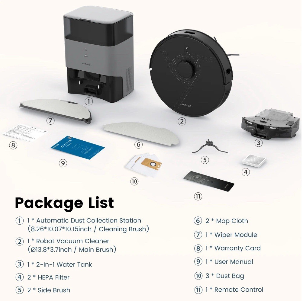 AIRROBO L40+ Robot Vacuum & Mop – Self-Empty, 180min, App & Voice