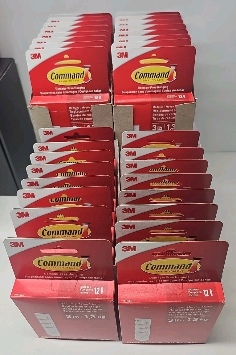 32 Packs of – 3M Command Medium Replacement Adhesive Strips (384 Strips Total)