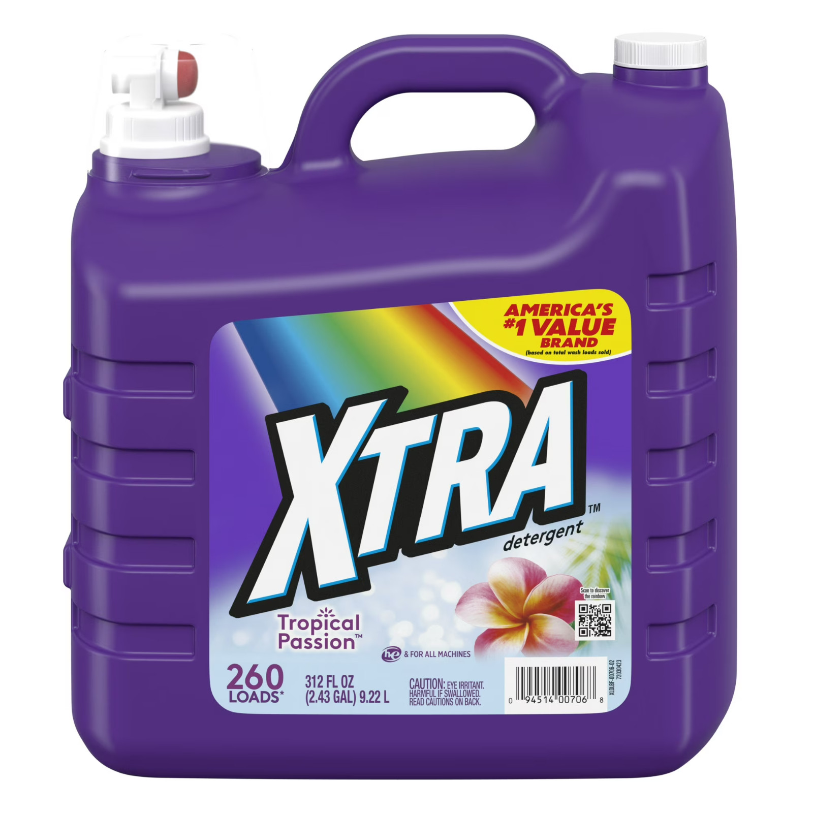 Xtra Tropical Passion, 260 Loads Liquid Laundry Detergent, 312 fl oz