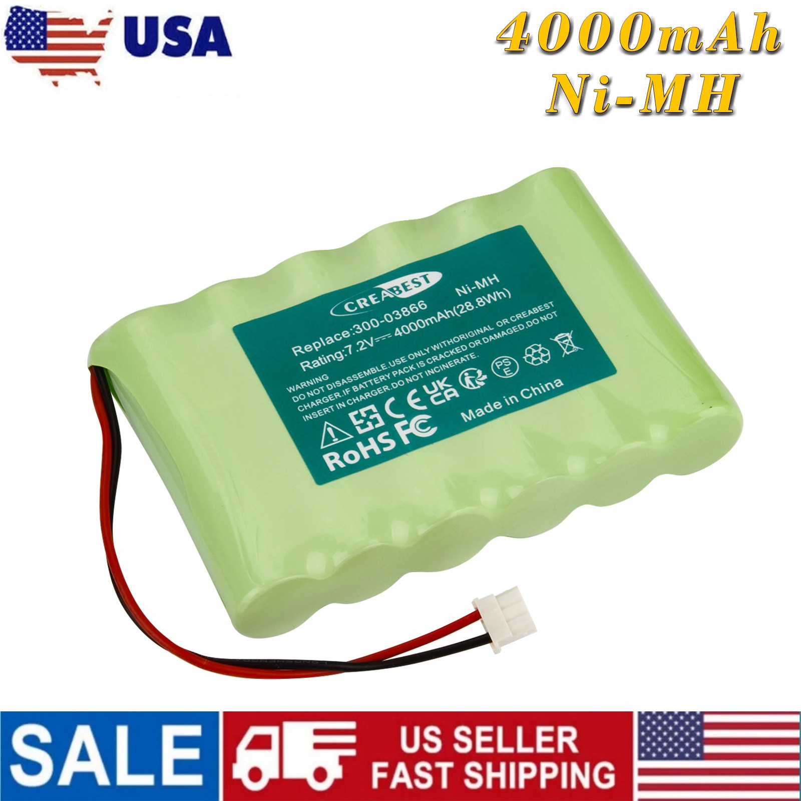 7.2V Ni-MH Battery 4000mAh For Honeywell Lynx 5100 5200 5210 5300 OSA214 7000