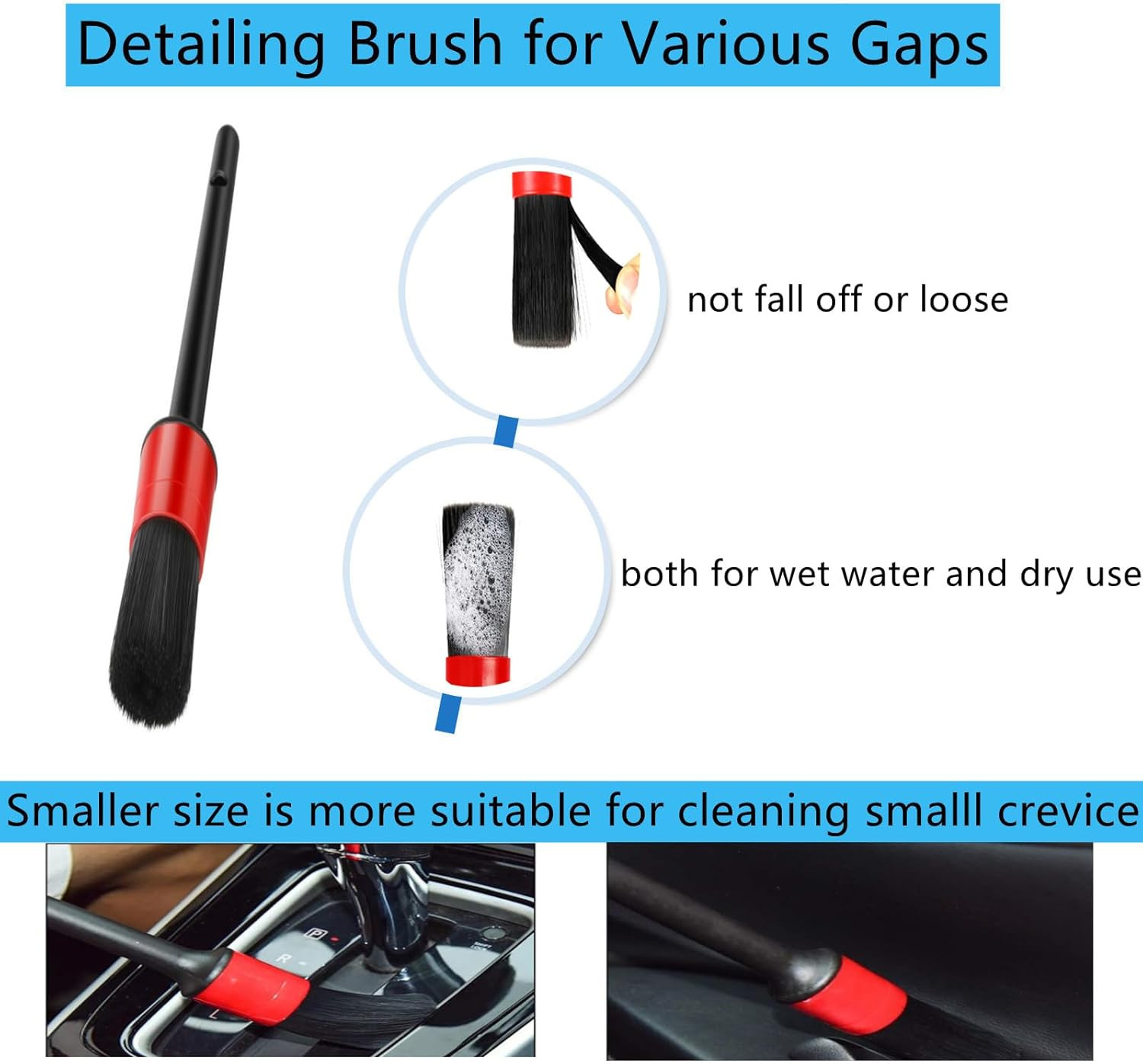 Car Detailing Brush Kit Interior Cleaning Gel Dash Vent Dusting Tools Auto SUV