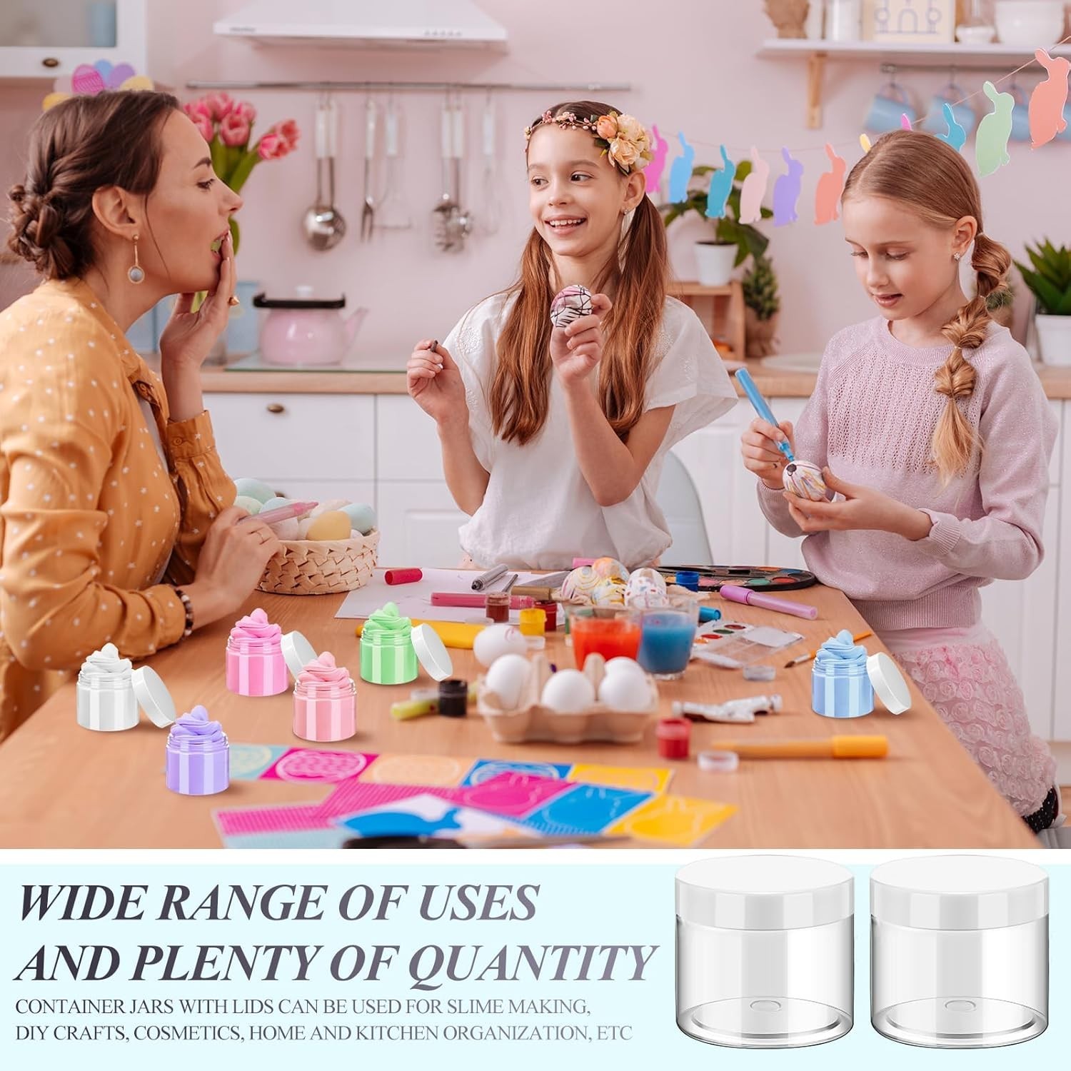Empty 2 oz Round Plastic Jars 16 Count White Screw Top Containers for DIY Crafts