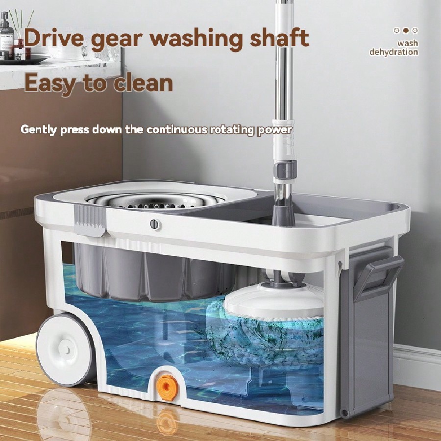 Snugspot 360° Spin Mop And Bucket Set – Drums With 4 Mop Heads, 61″ Stainless