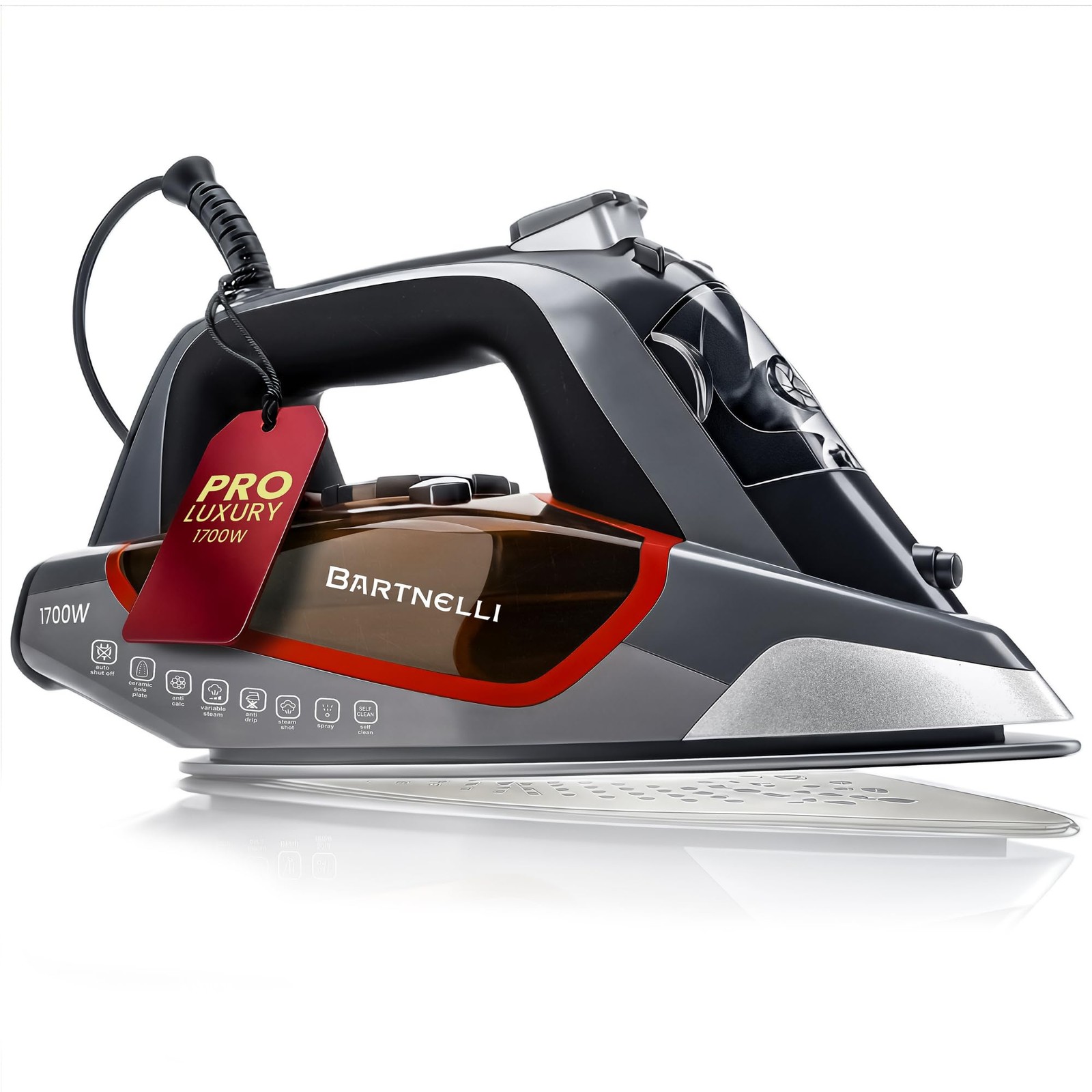 Pro Luxury Steam Iron for Clothes – 1700W Heavy-Duty Commercial Iron with Mul