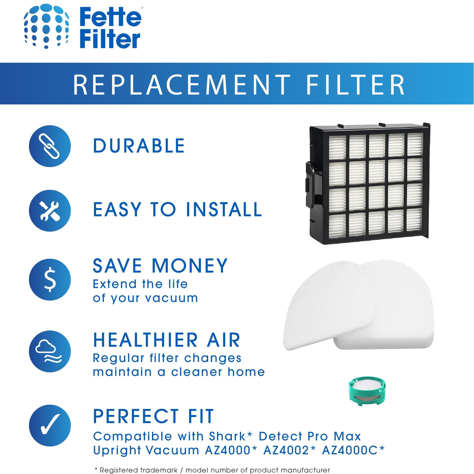 AZ4000 filter set compatible with Shark Detect Pro Max Upright Vacs