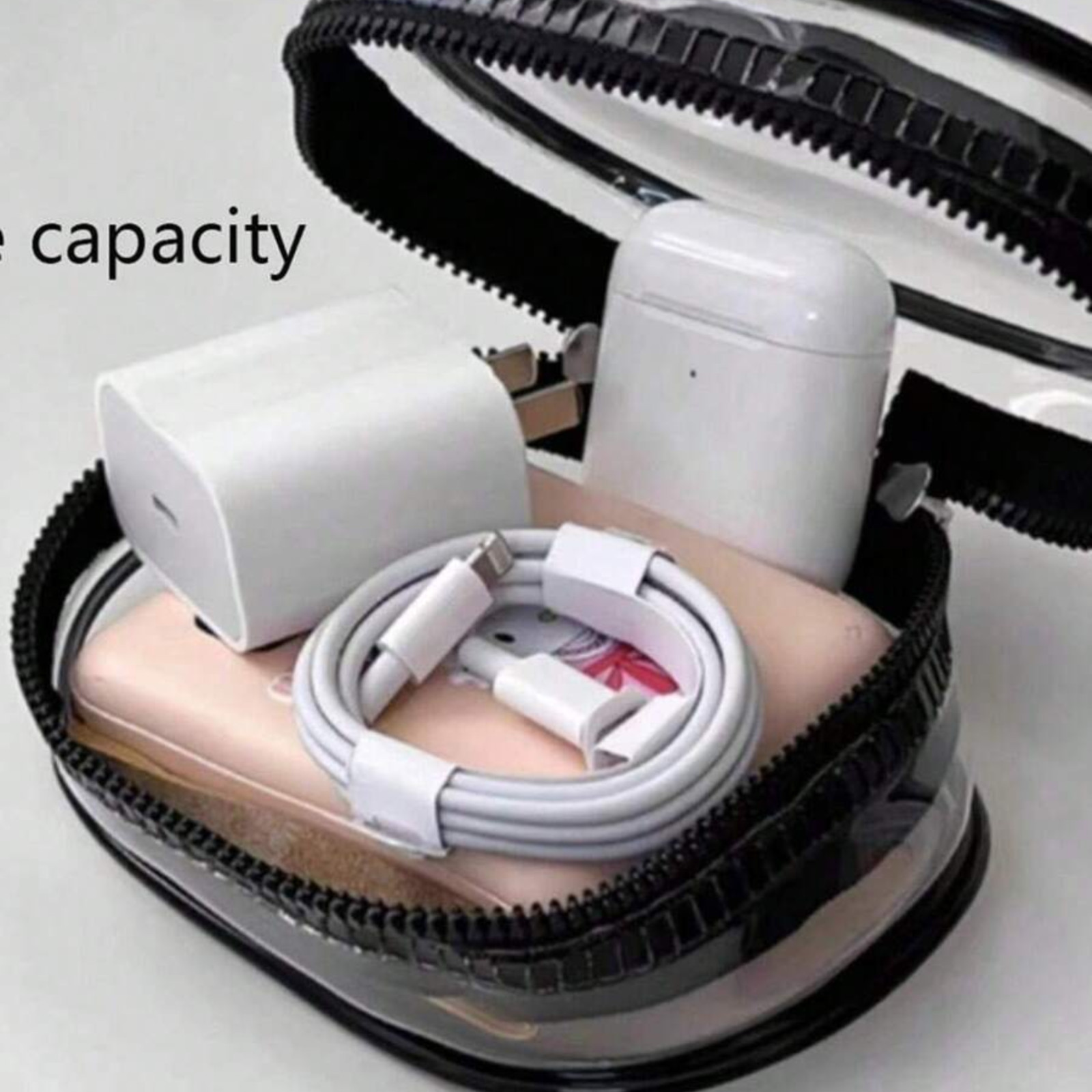 Travel Mini Pouch with Zipper & Keychain MultiUse Data Cable Makeup Storage Bag