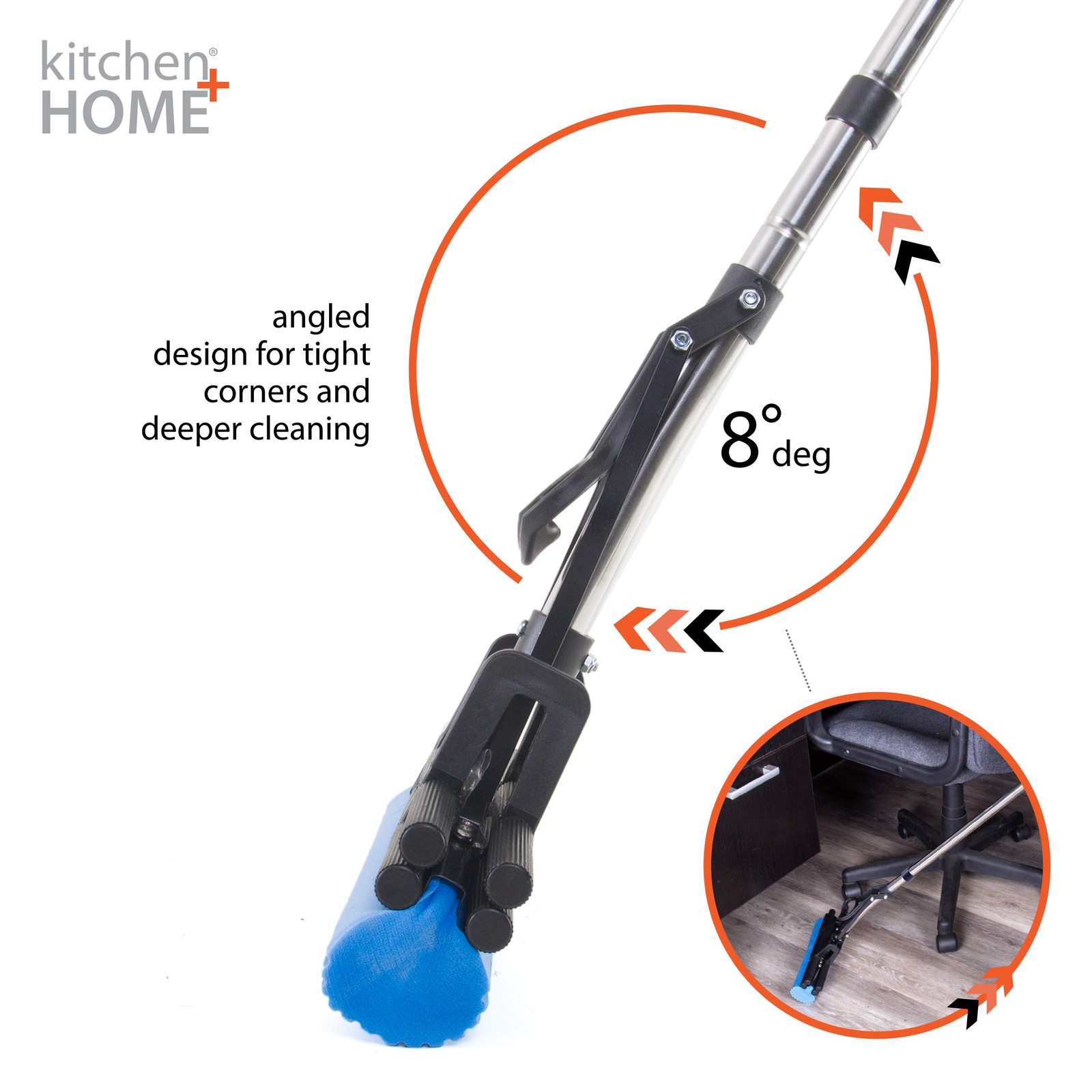 Kitchen + Home PVA Sponge Roller Mop – 11″ 1 Count (Pack of 1), Blue/Black
