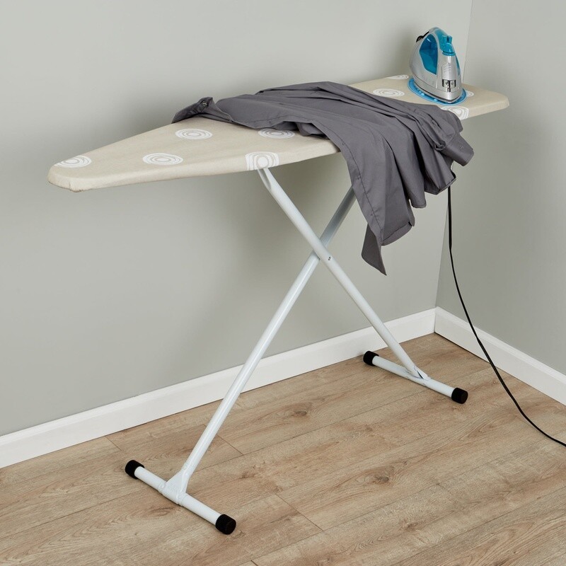 T-Leg Ironing Board Adjustable Height Steel Frame Portable W/ Cotton Cover New