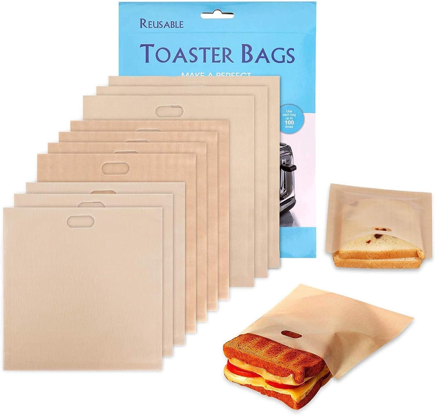 Samshow 10 Toaster Bags Reusable, 3 Sizes 10 pices, Yellow