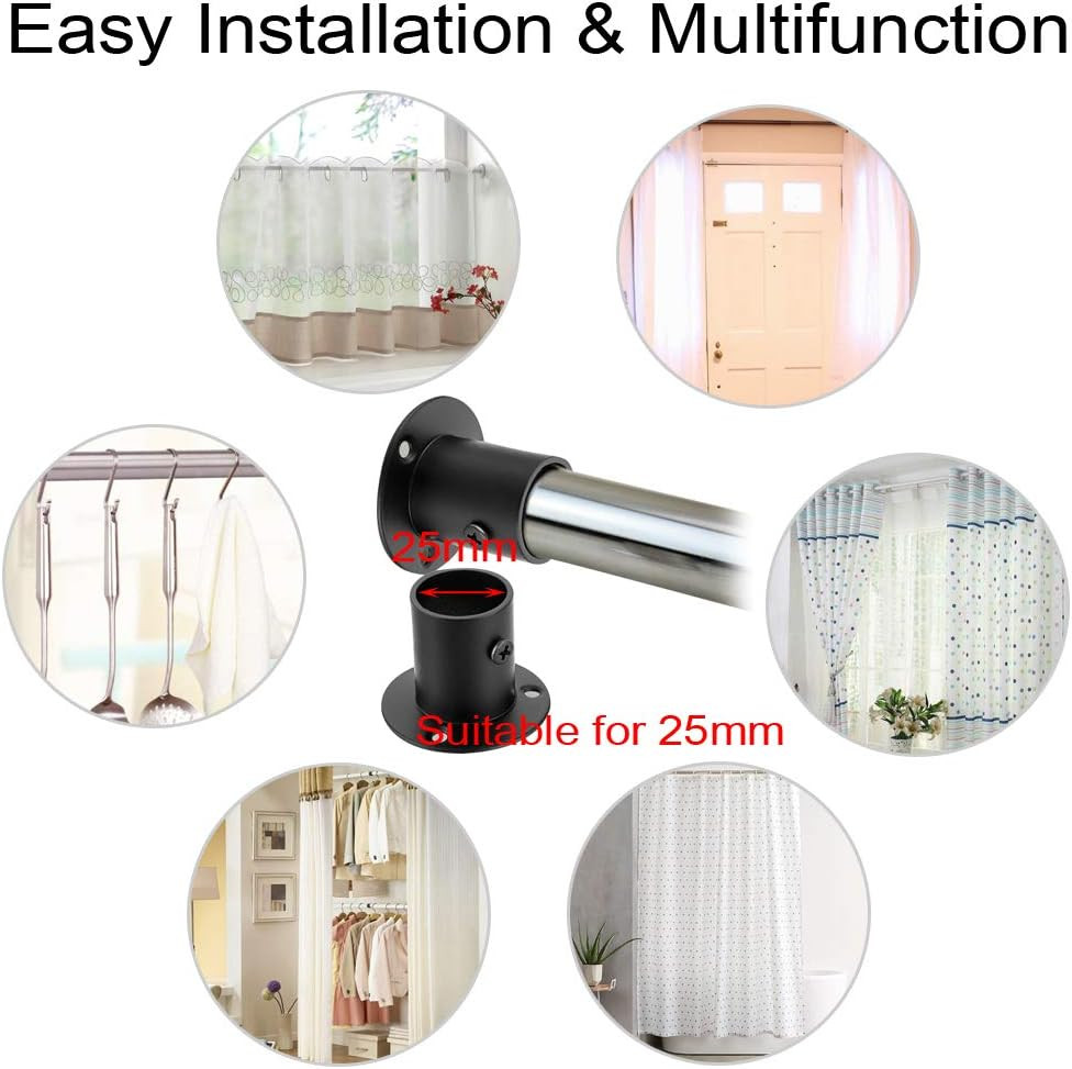 Ownmy 4 Packs Stainless Steel Pole Sockets Flange Rod Holder, Wall Mount Pipe Br