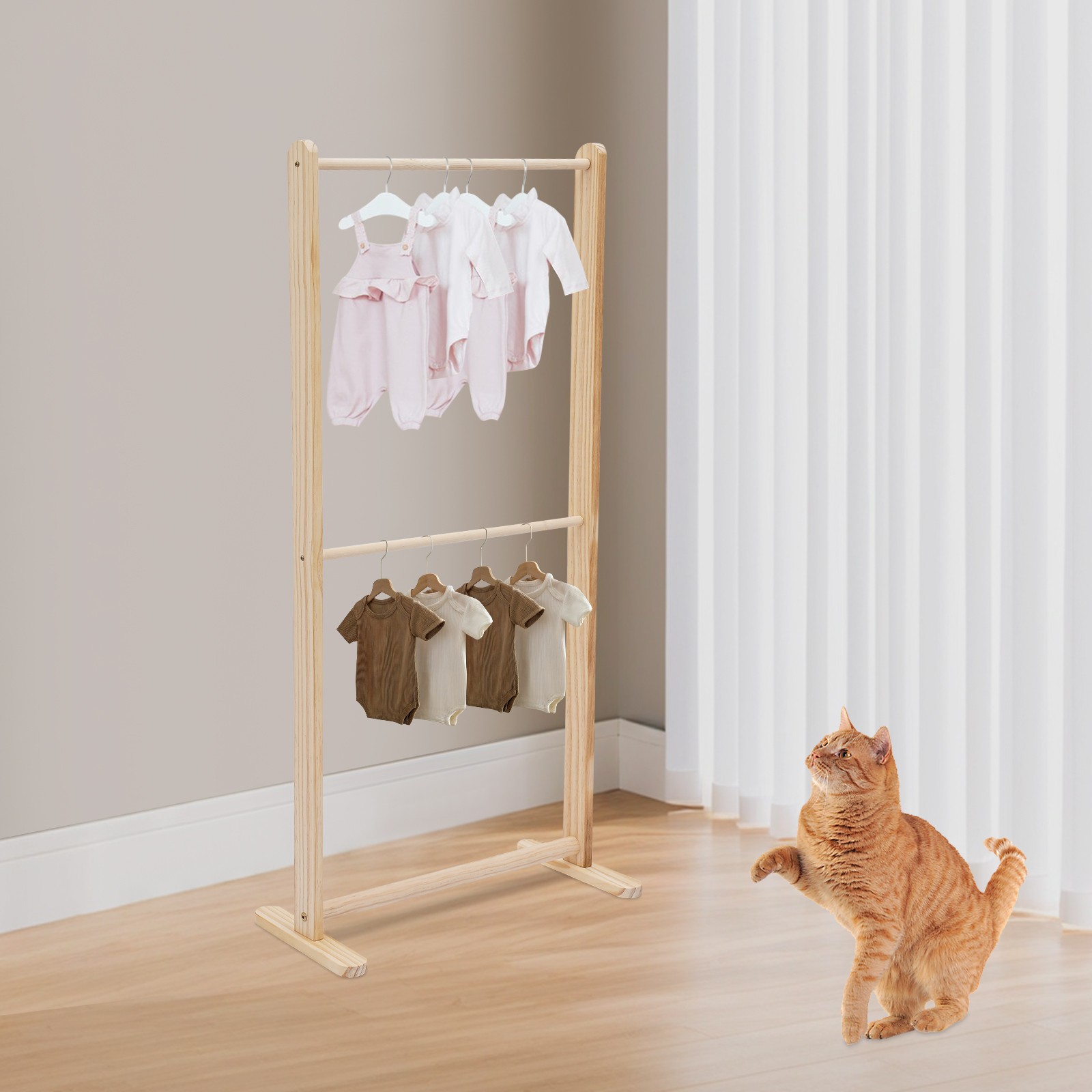 2 Tiers Pet Clothing Display Stand Dog Clothes Storage Rack Cat Garment Stand