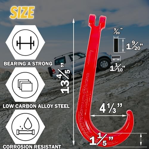 J Hook Towing-G80 Heavy Duty Towing J Hooks with 7100 Lbs 15 Inch Safety latch