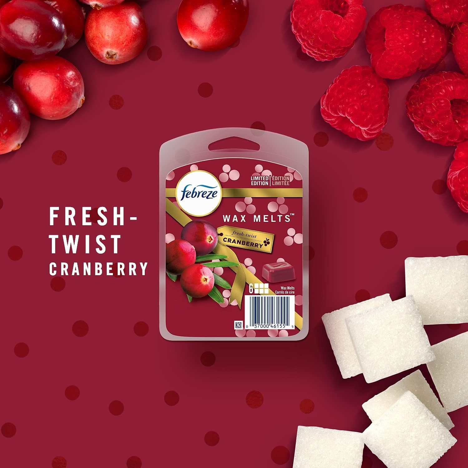 LOT OF 4 Febreze Wax Holiday Melts 6 each, 2 Pine, 2 Cranberry, 24 melts total