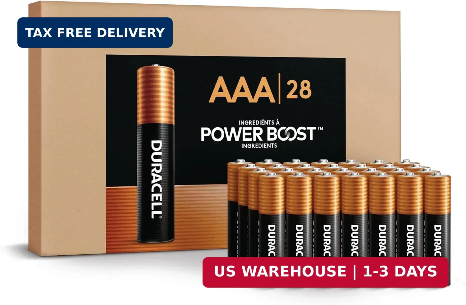 Coppertop AAA Batteries, 28 Pack, 12-Year Shelf Life, Storage Tray