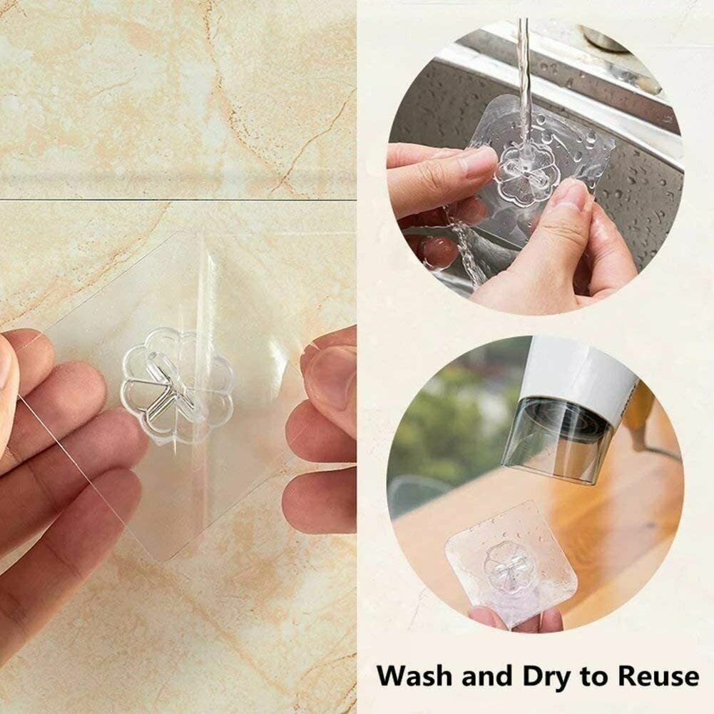 10/20 Pcs Adhesive Sticky Hooks Heavy Duty Wall Seamless Hook Hanger Transparent