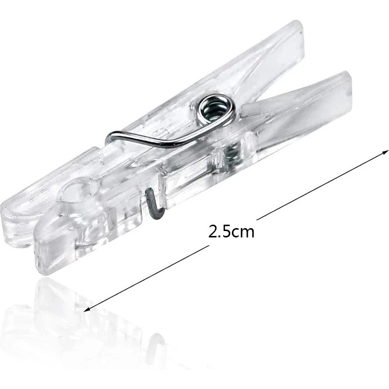 100pcs Transparent Plastic Mini Photo Clips for DIY & Home Decoration – NEW