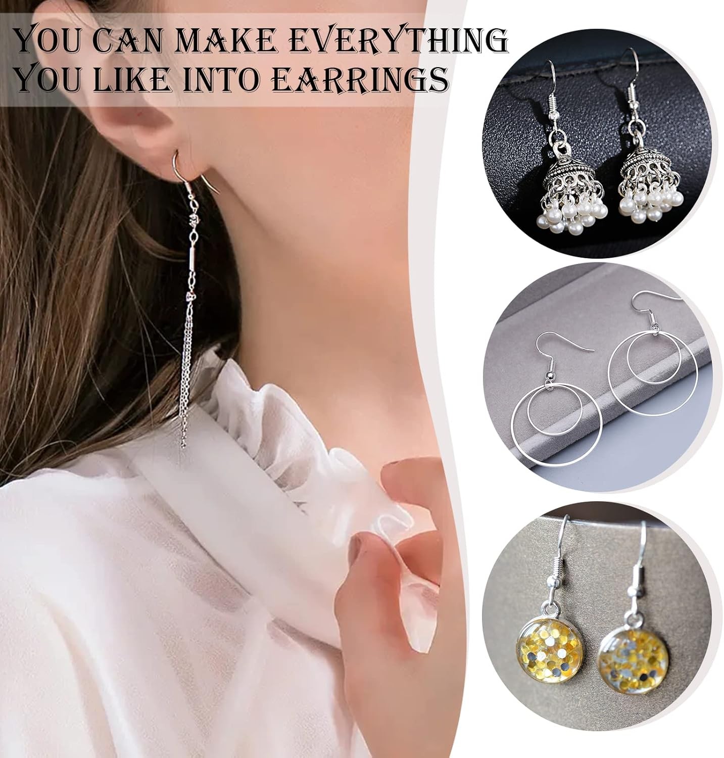 TOAOB 100pcs Earring Hooks Stainless Steel Fish French Ear Wires Silver