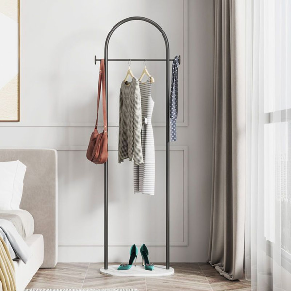 Minimalist Arch Coat Rack Stand Freestanding Black Garment Organizer with Hooks