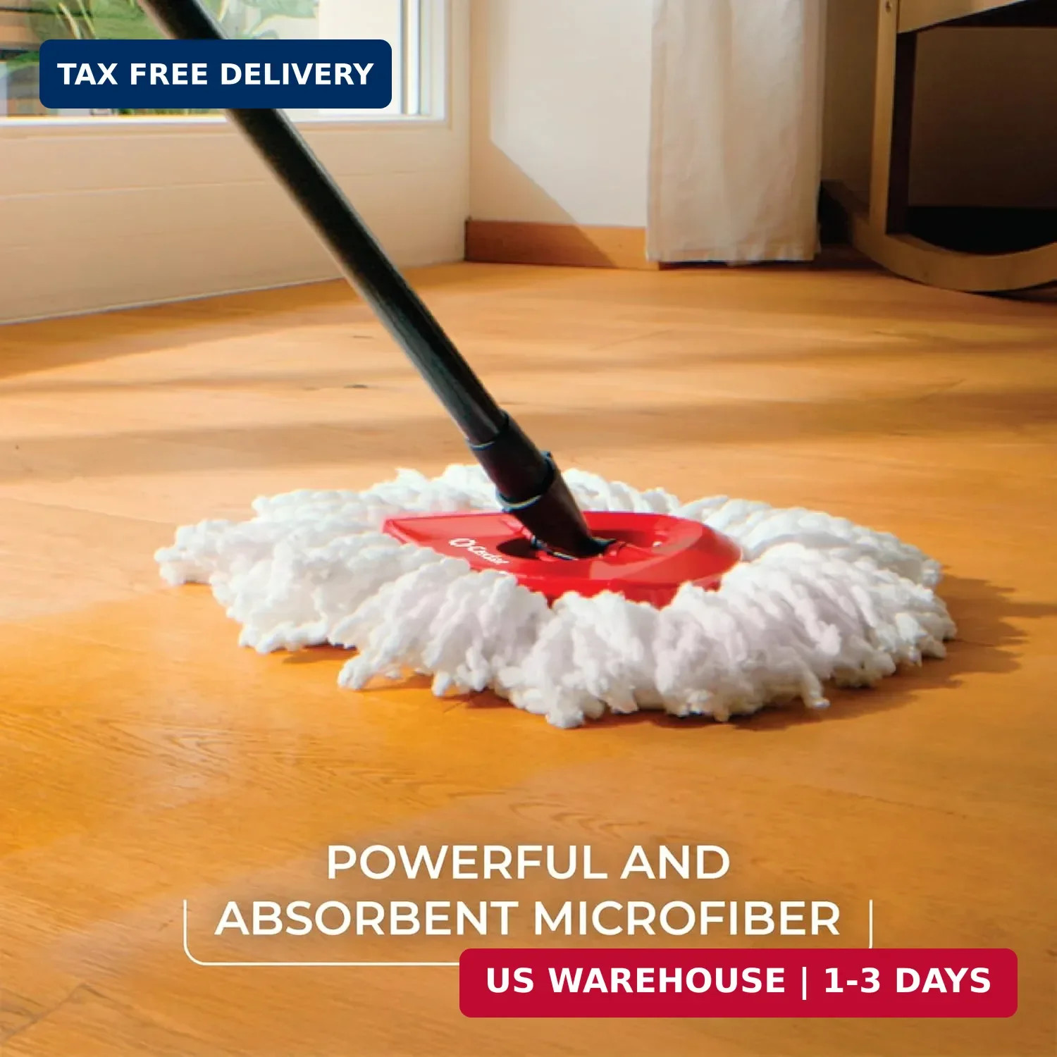 O-Cedar EasyWring Microfiber Spin Mop, Bucket Floor Cleaning System, Red, Gray,