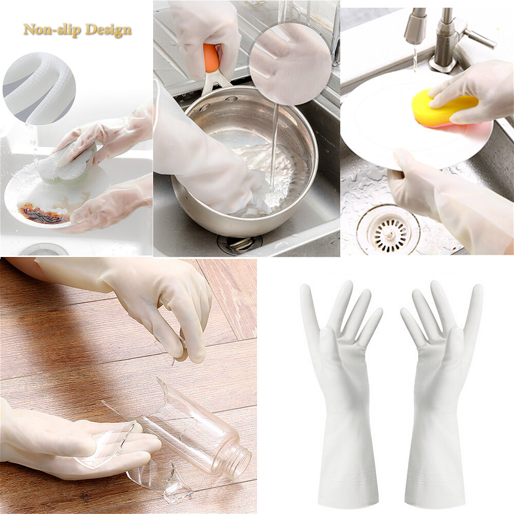 1/2/3/6/9 Pairs Waterproof Reusable Heavy Duty Kitchen Rubber Cleaning Gloves