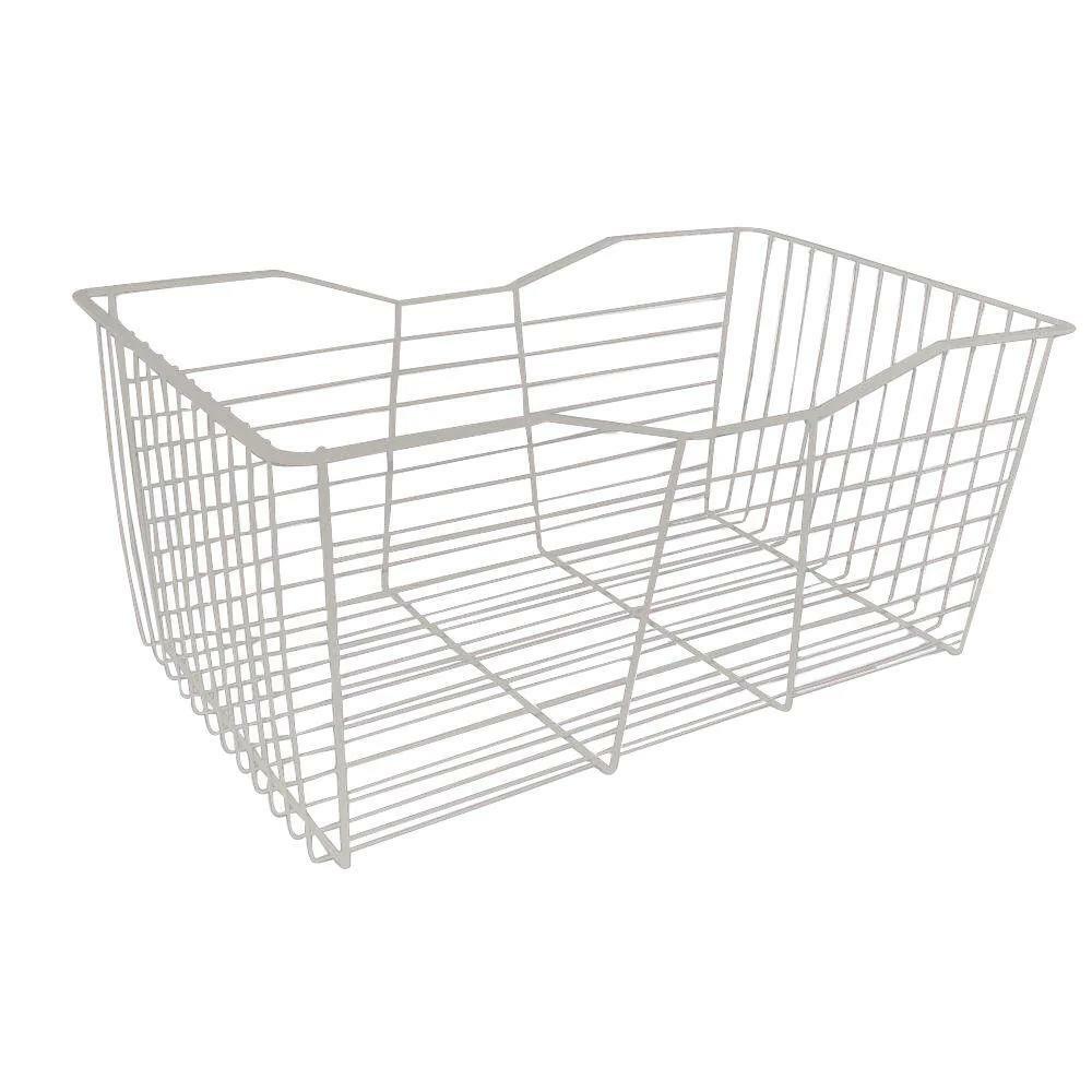 9.5 in. H x 23.25 in. W White Steel 1-Drawer Close Mesh Wire Basket
