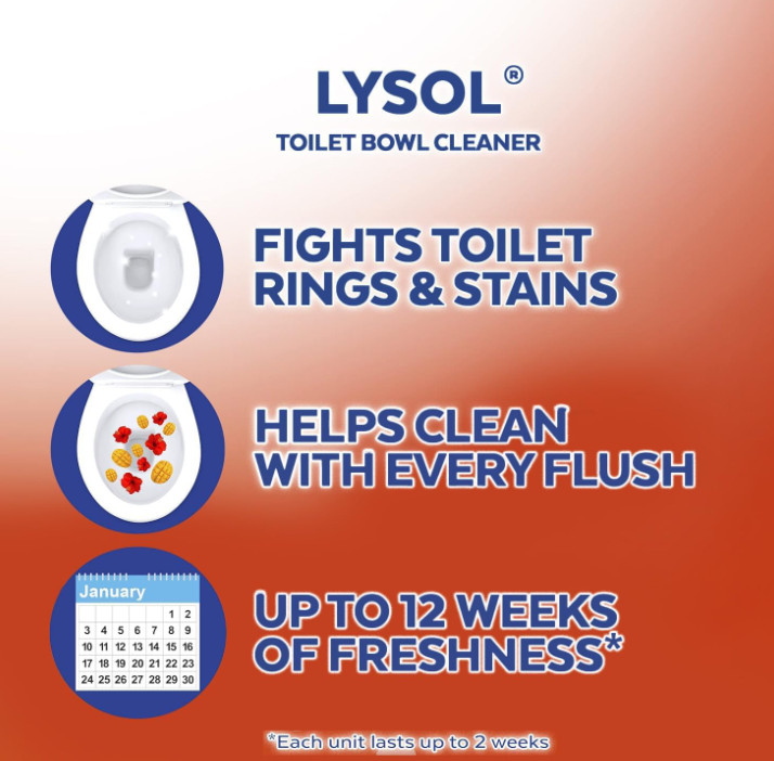 6 Count Lysol Click Gel Automatic Toilet Bowl Cleaner, Toilet Gel Stamp, Toilet
