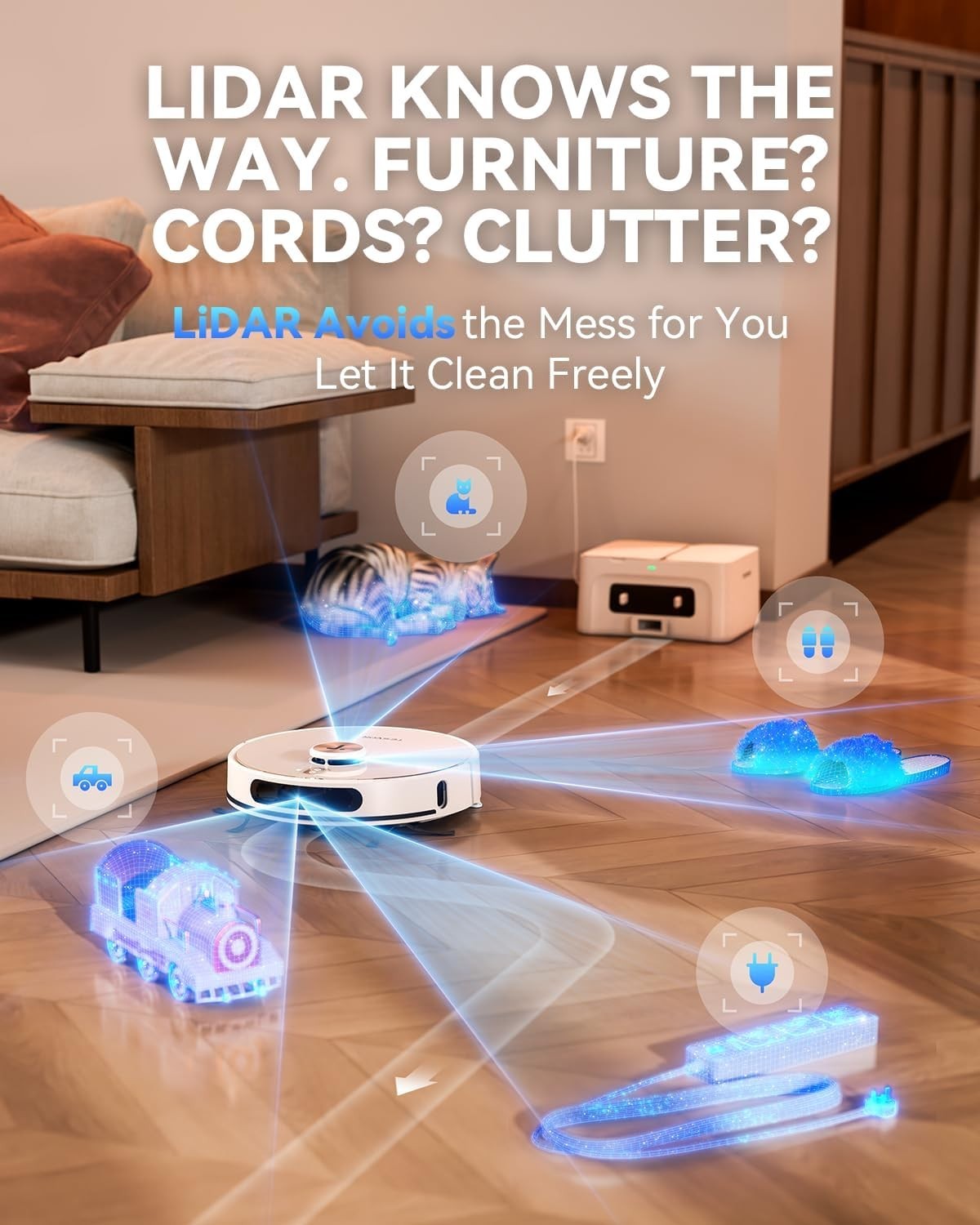 Tesvor S8 Max Robot Vacuum & Mop Self Emptying Station 8000Pa Suction Hard Floor