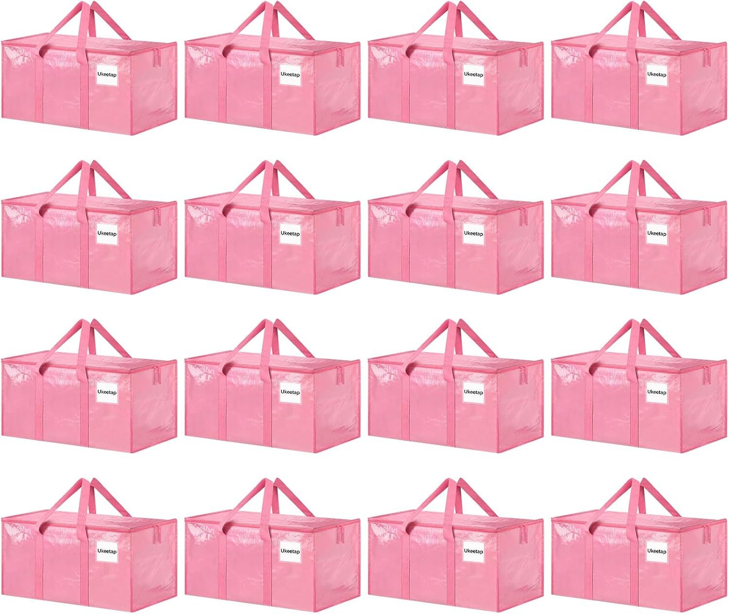 16 Pack Extra Large Clothes Storage Bins with Lids, Moving Bags, Pink | Storage