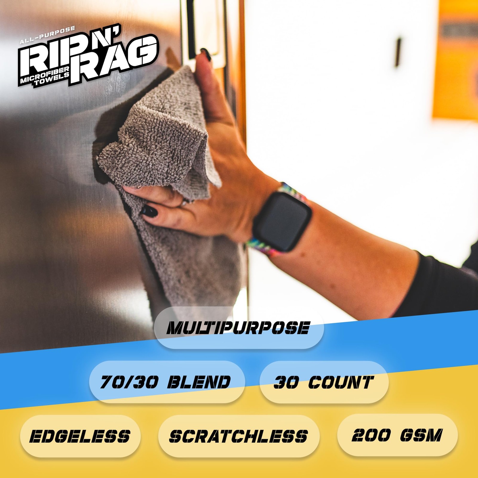 – Rip N’ Rag Multi-Purpose Reusable Microfiber Towels for Home, Office, Garag