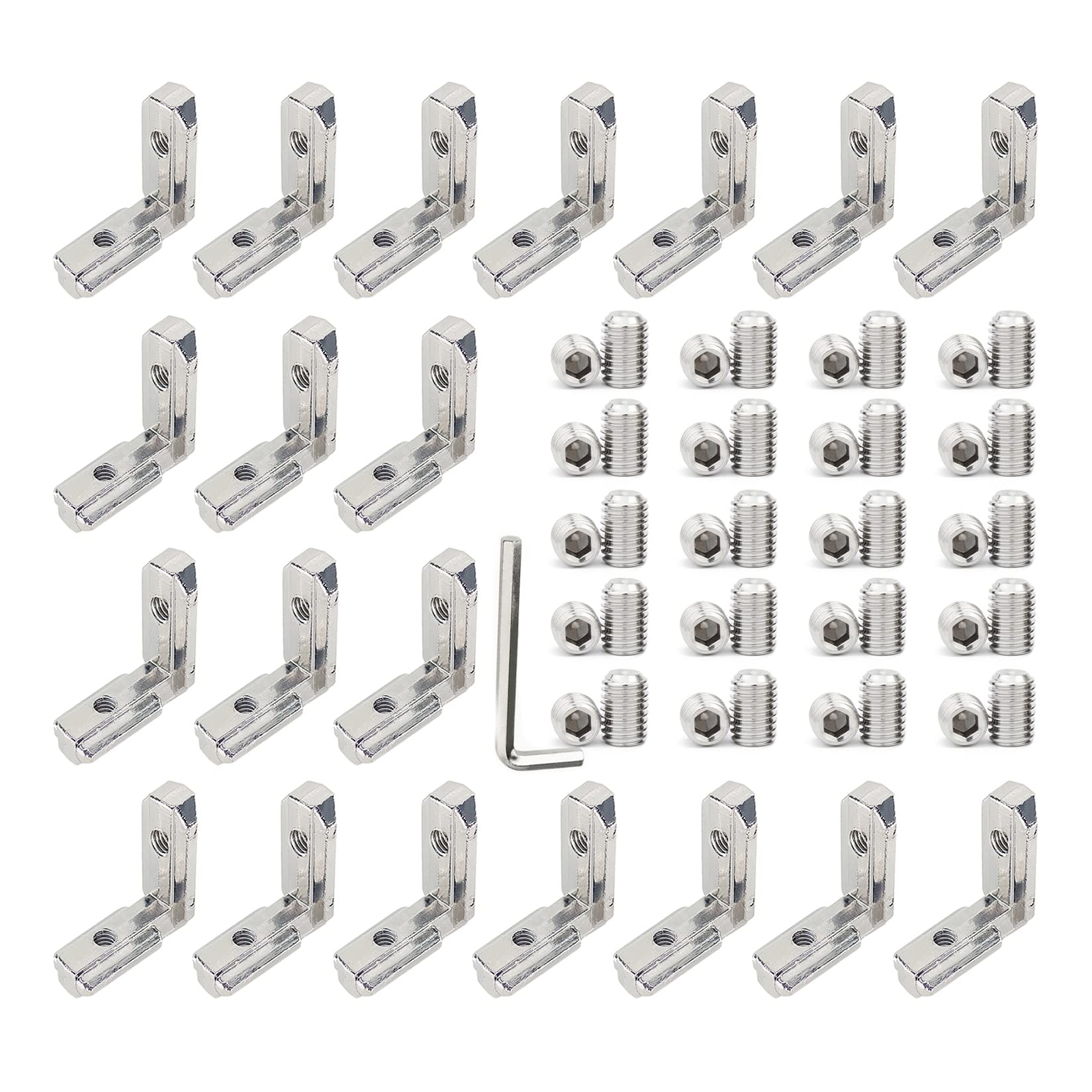 20PCS 2020 Series Extrusion Profile Connector Brackets Kit Aluminum T Slot Screw