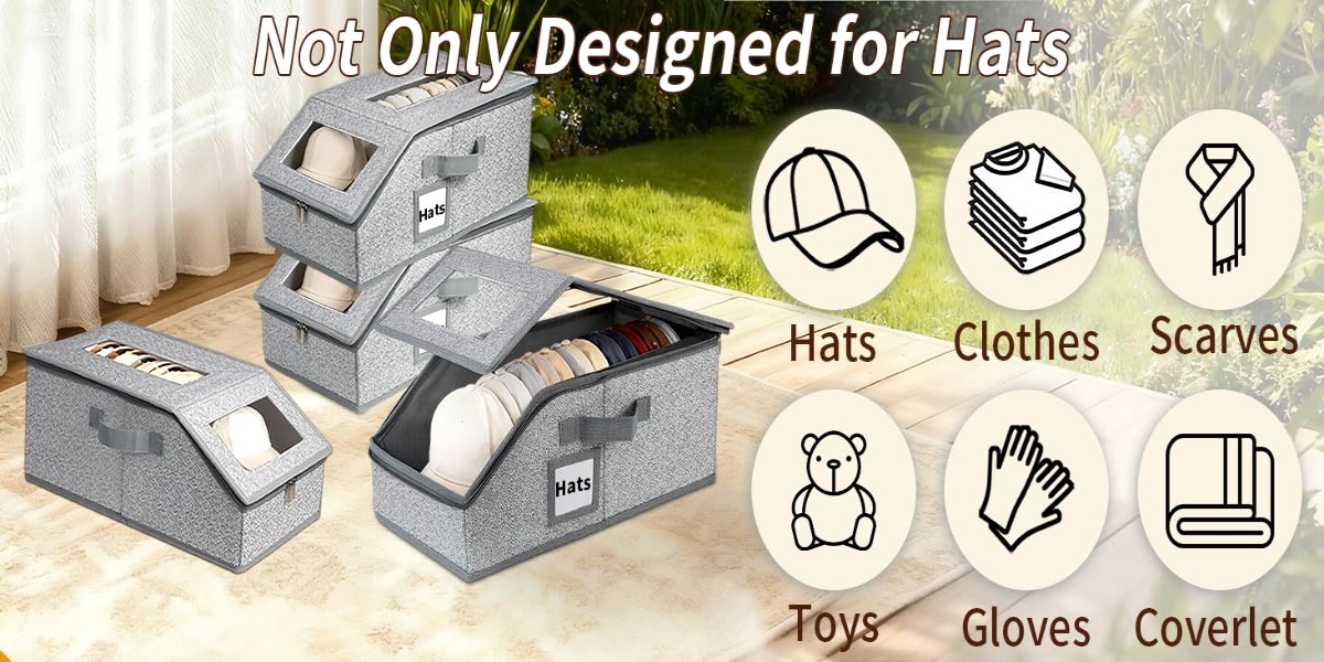 2/1 Pack Hat Storage Boxes for Baseball Caps – Stackable Clear with Window Lid,