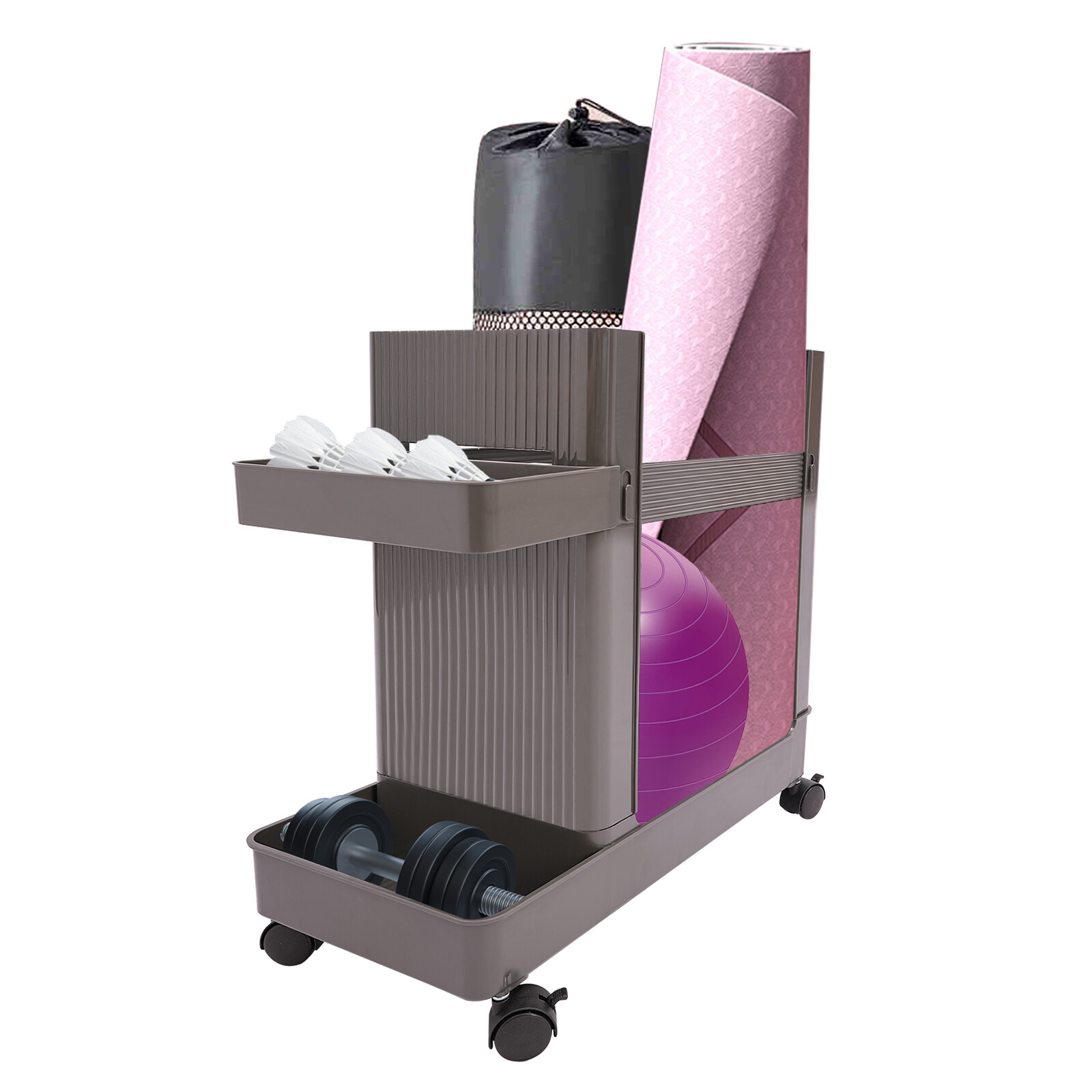 Multifunctional Storage Rack Home Gym Equipment Workout Equipment Storage Cart